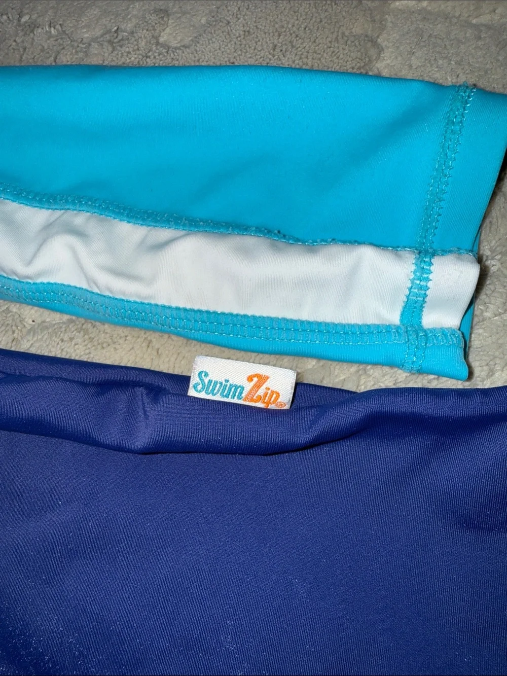 Girls Navy & Light Blue Zip-Front Rash Guard Swim Top